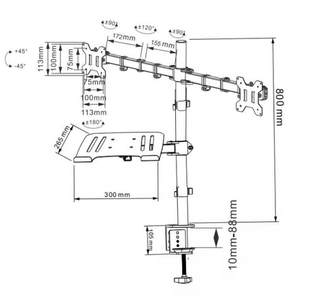 Audizio CMA20L - Brazo Doble para Monitor 13" - 32" con soporte para portátil - Tempo Shop