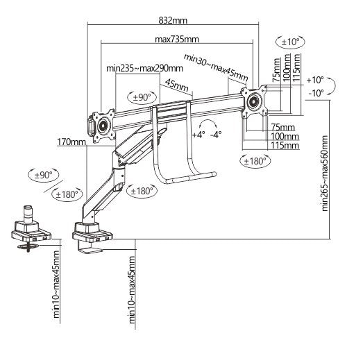 Audizio MAD20F - Brazo para dos monitores con asa 17 - 32" - Tempo Shop