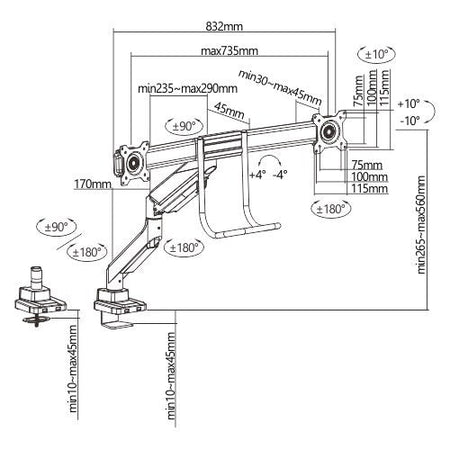 Audizio MAD20F - Brazo para dos monitores con asa 17 - 32" - Tempo Shop