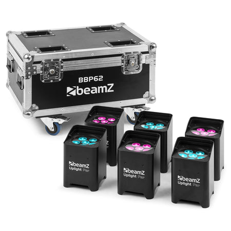 beamZ BBP62 - Conjuntos focos Uplight, 6 focos Uplights (in/out) en Flightcase con cargador - Tempo Shop