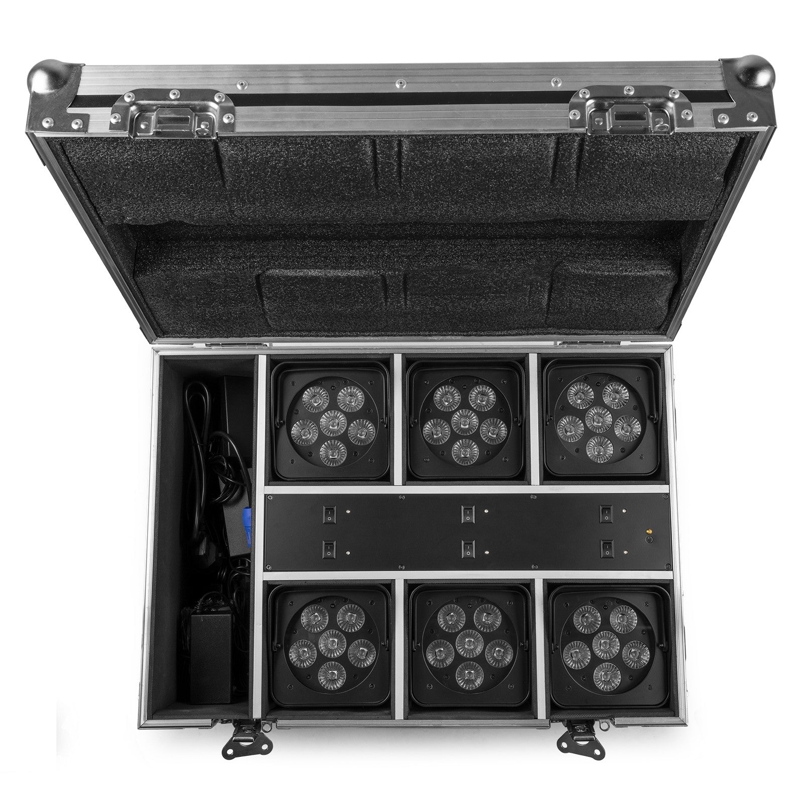 beamZ BBP62 - Conjuntos focos Uplight, 6 focos Uplights (in/out) en Flightcase con cargador - Tempo Shop