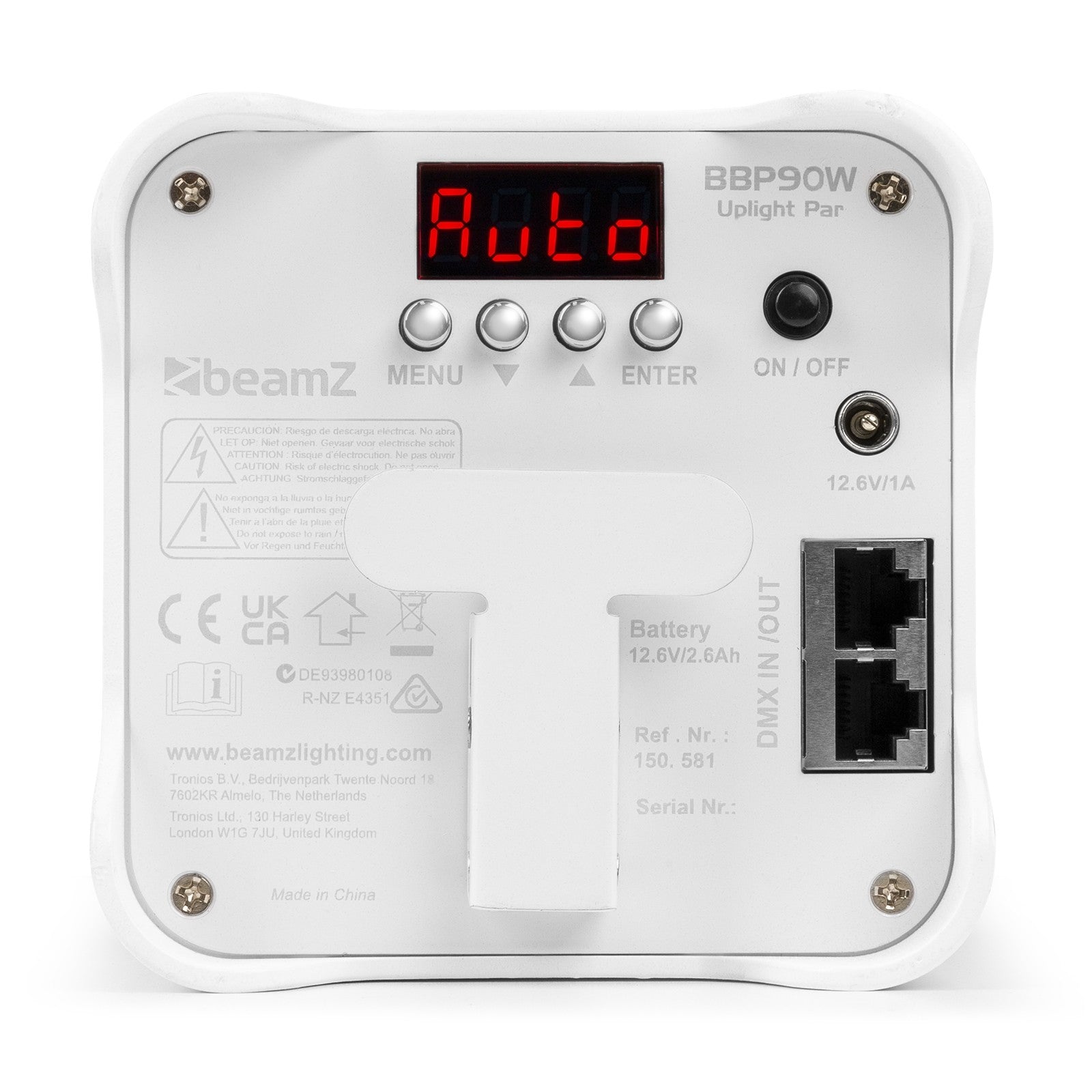 beamZ BBP90W - Foco Uplight a batería 4x 4W Blanco - Tempo Shop