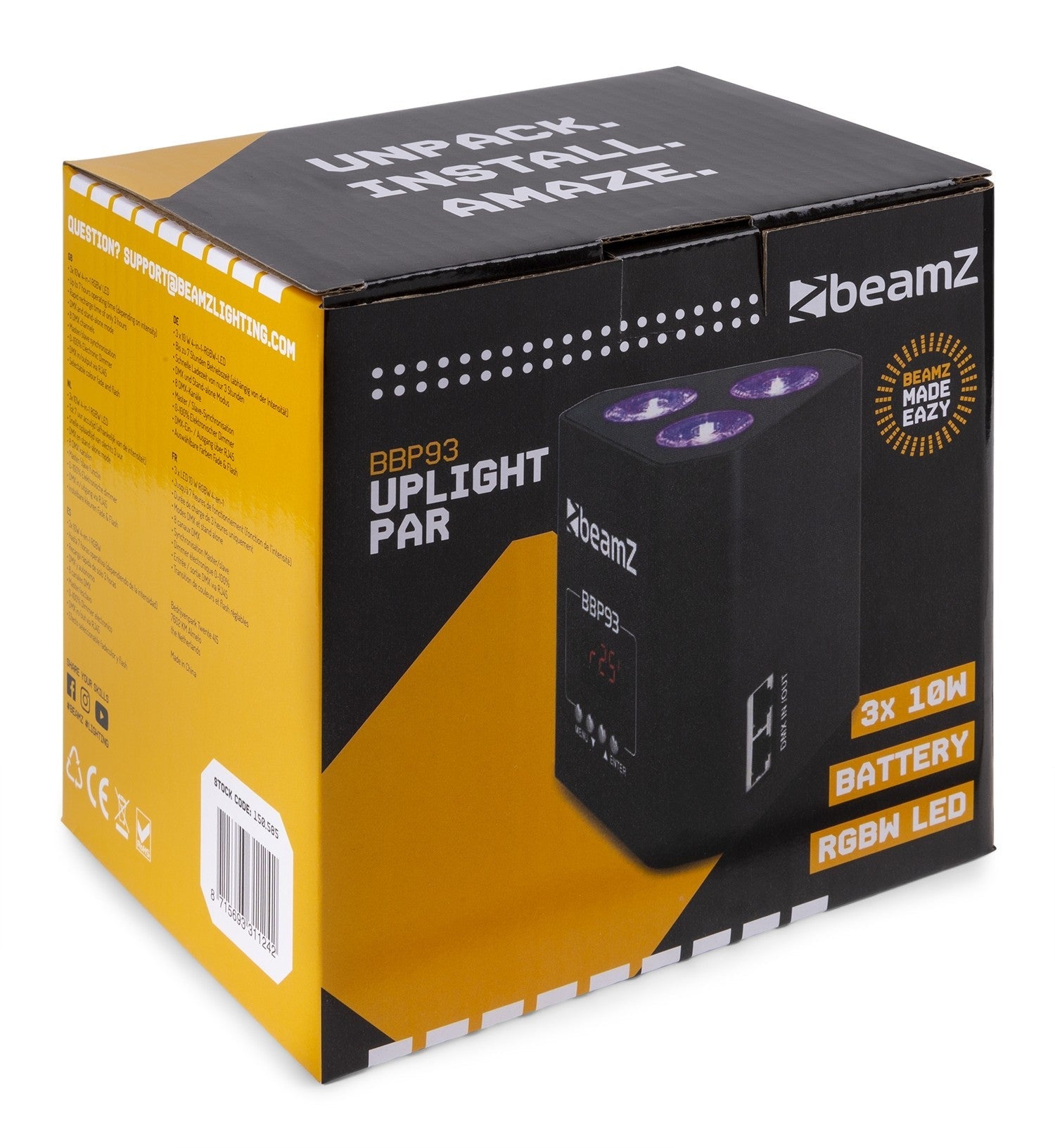 beamZ BBP93 - Foco PAR Batería 3x 10W - Tempo Shop