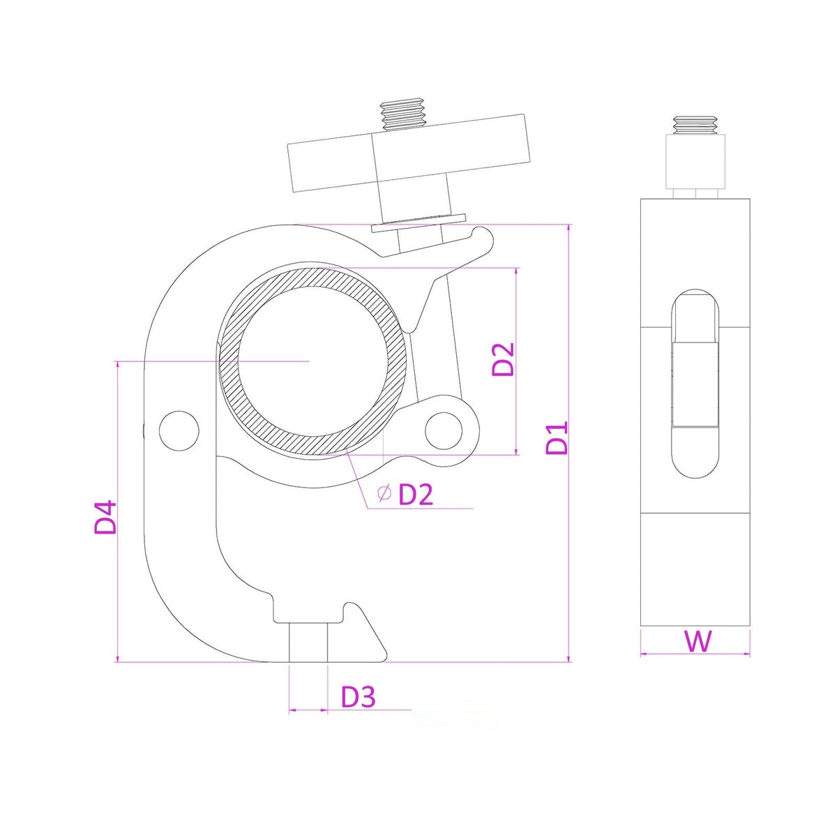 beamZ BC50 - 250Q - Garra de gancho Slimline 250kg Alu - Tempo Shop