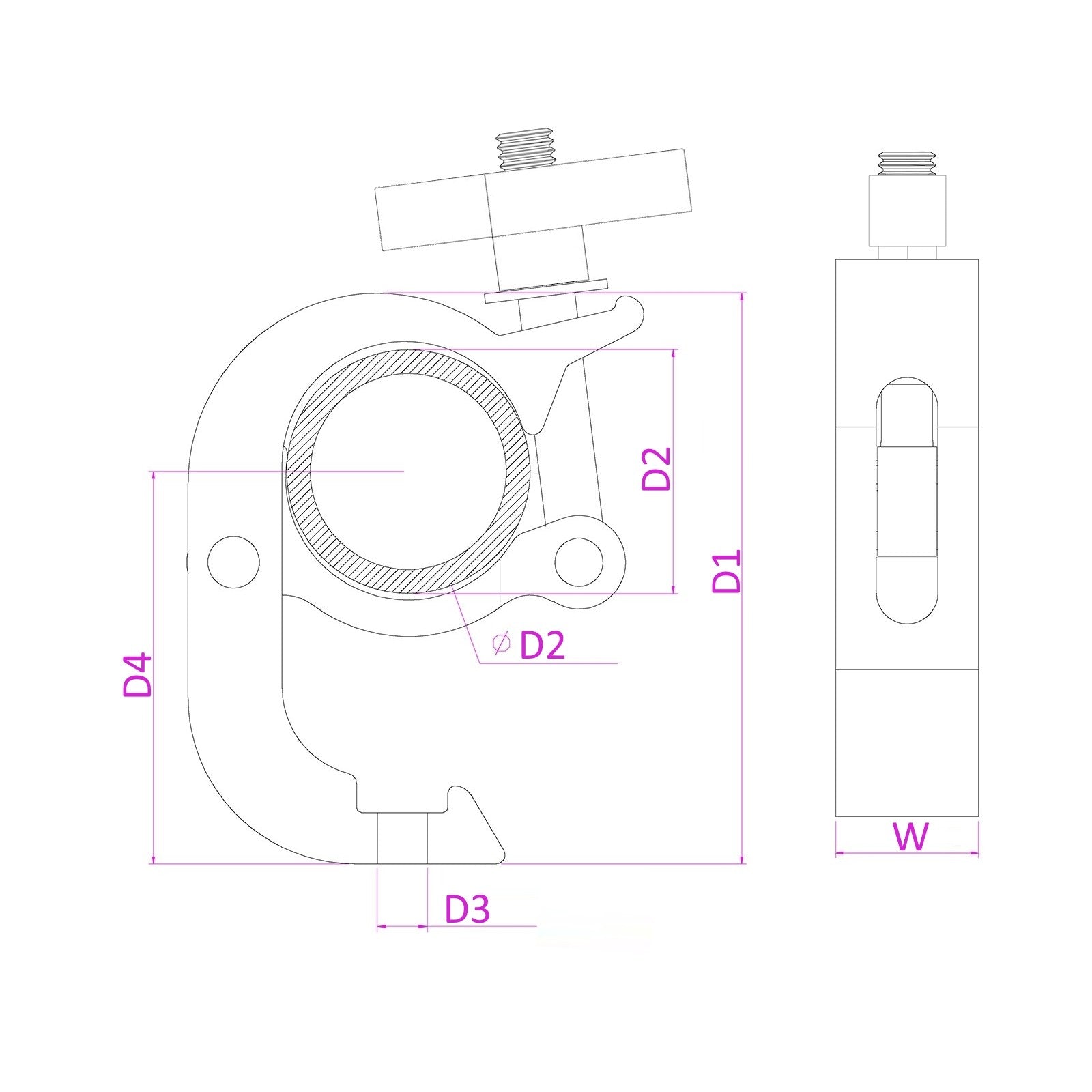 beamZ BC50 - 250Q - Garra de gancho Slimline 250kg Alu - Tempo Shop