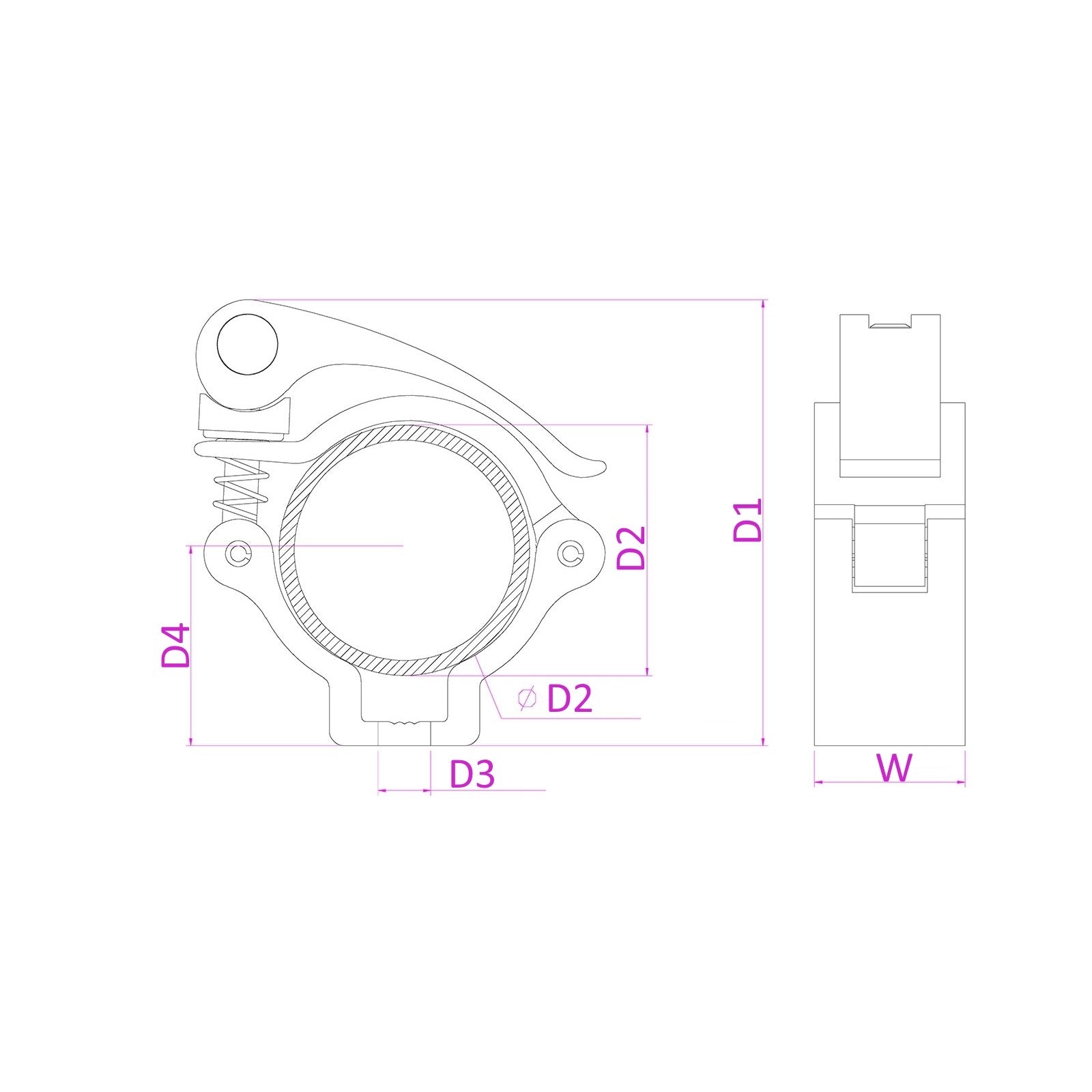beamZ BC50B - 50 - Garra de agarre rápido Negro - Tempo Shop