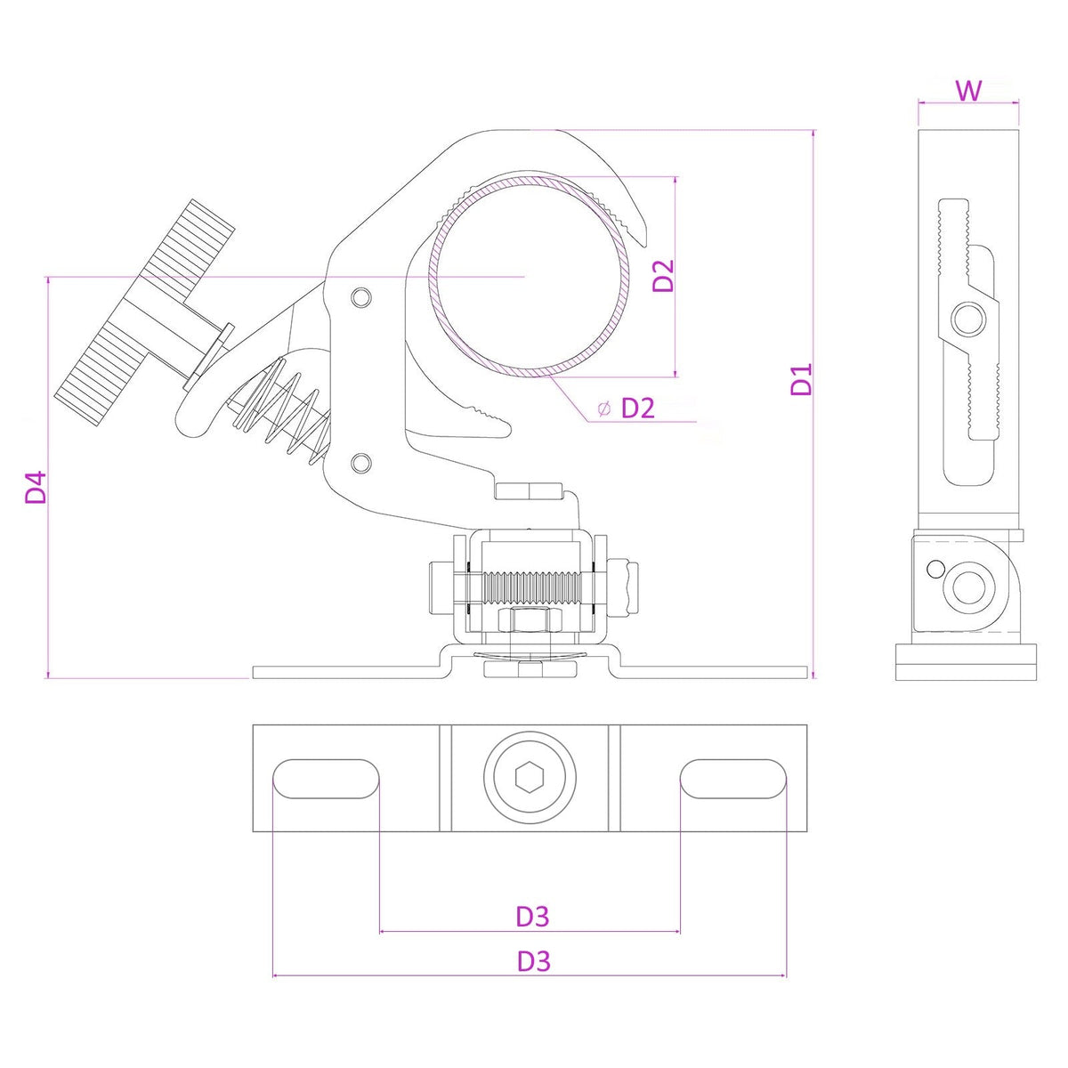 beamZ BC50B - 75M - Garra de agarre rápido tilt ajustable Negro - Tempo Shop