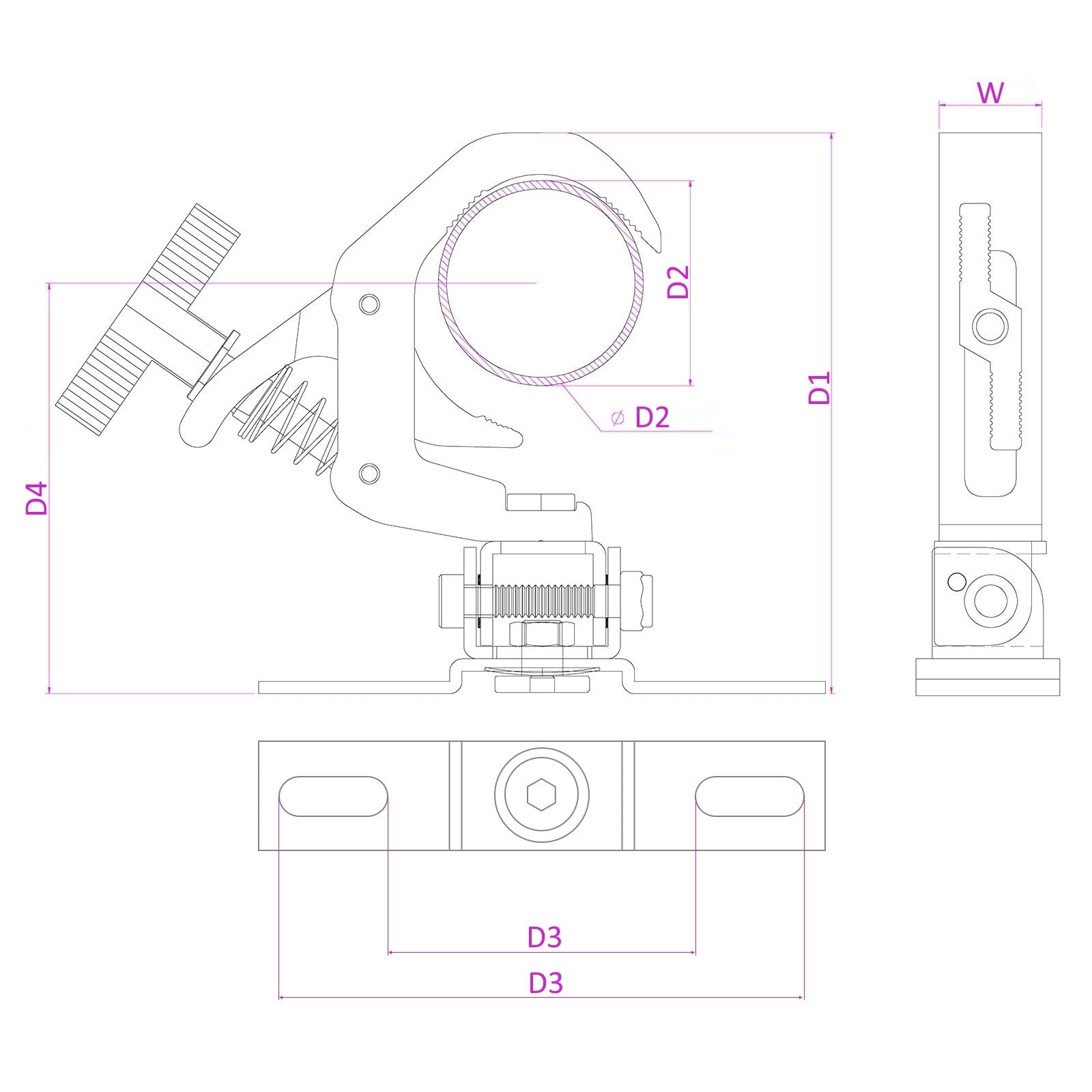 beamZ BC50B - 75M - Garra de agarre rápido tilt ajustable Negro - Tempo Shop