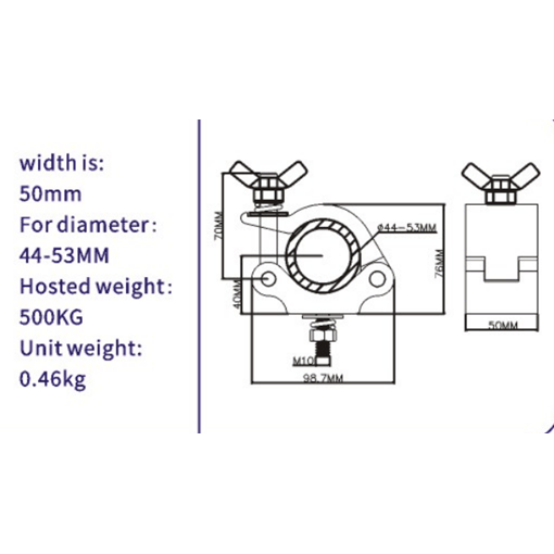 beamZ BC50-500 - Garra Half Coupler Slimline de aluminio para truss con carga de 500 kg - Tempo Shop