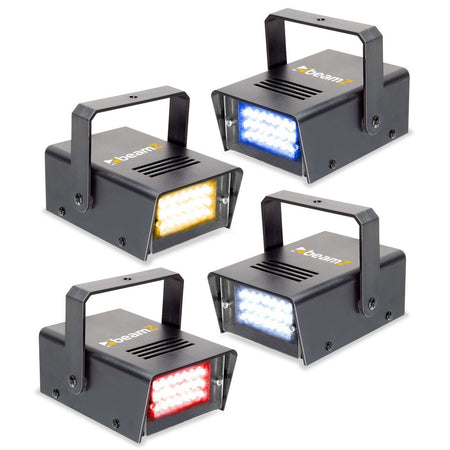 beamZ BMS24SET - Conjunto de 4 mini LED estroboscopios RYBW - Tempo Shop