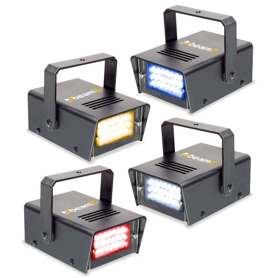 beamZ BMS24SET - Conjunto de 4 mini LED estroboscopios RYBW - Tempo Shop