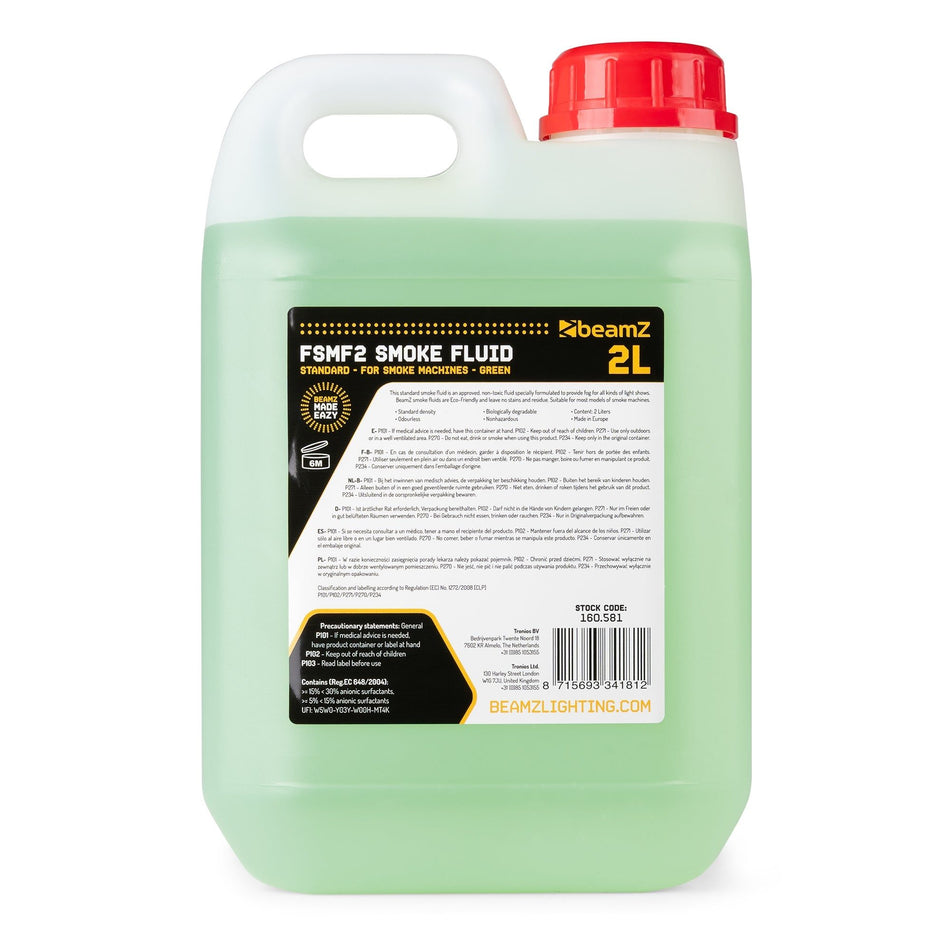 beamZ FSMF2 - Líquido de humo 2 L estándar (líquido verde, listo para usar)