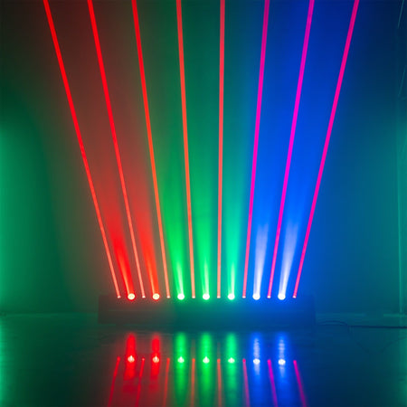 beamZ Hyaden - Barra móvil con 7 LED RGBW y 8 rayos láser rojos (638 nm) para efectos aéreos - Tempo Shop