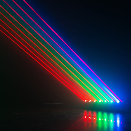beamZ Hyaden - Barra móvil con 7 LED RGBW y 8 rayos láser rojos (638 nm) para efectos aéreos - Tempo Shop