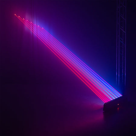 beamZ Hyaden - Barra móvil con 7 LED RGBW y 8 rayos láser rojos (638 nm) para efectos aéreos - Tempo Shop