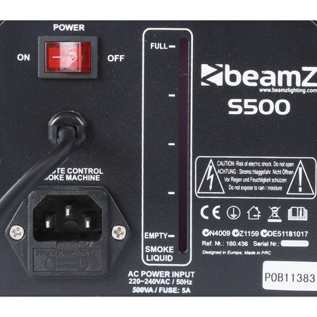 beamZ S500 - Máquina de humo incluido líquido - Tempo Shop