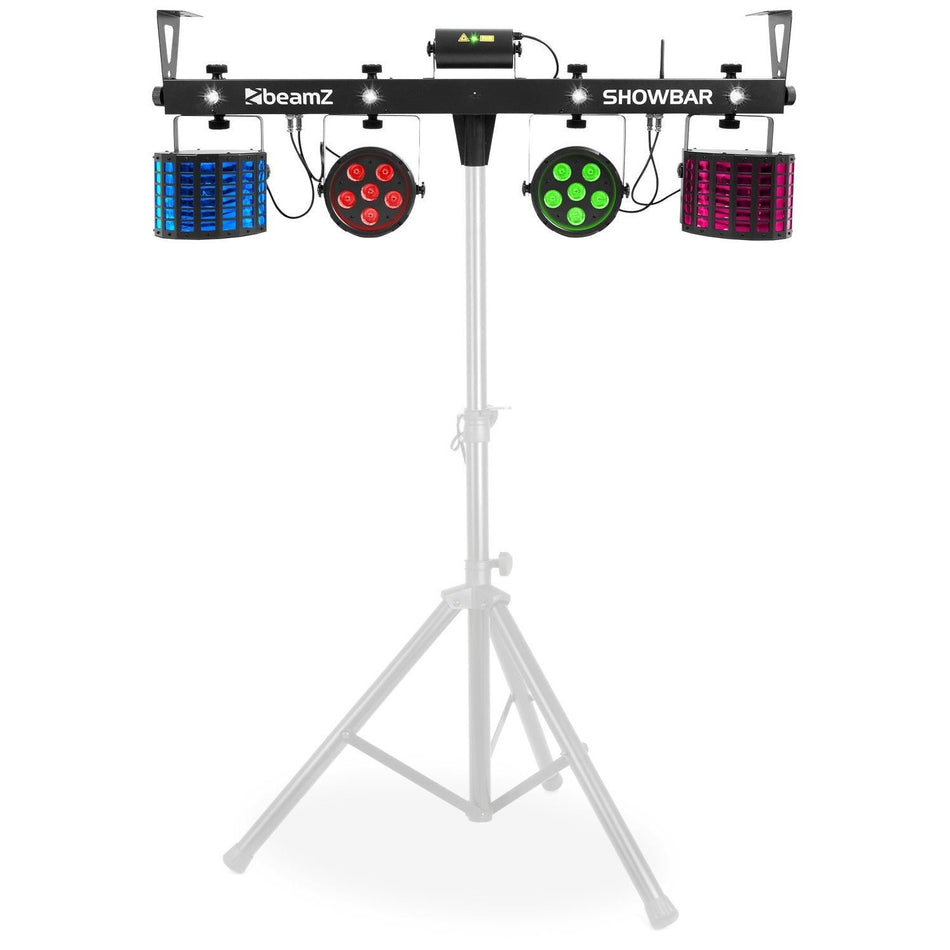 beamZ SHOWBAR - Barra con 2x Foco PAR, 2x Butterfly y Laser R/G DMX IRC - Tempo Shop