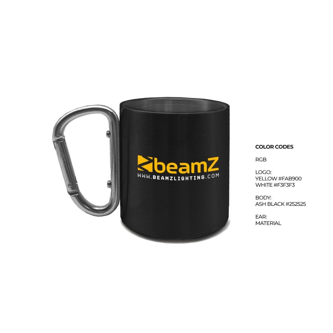 beamZ Thermo Mug 280 ml - Taza térmica de acero inoxidable con asa mosquetón para técnicos y DJs - Tempo Shop