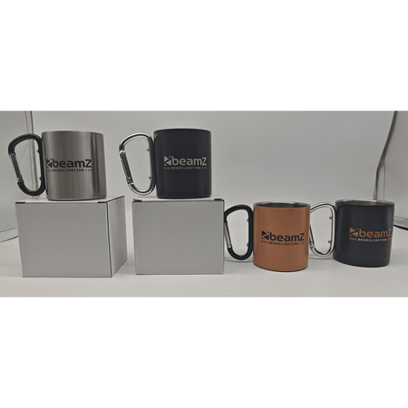 beamZ Thermo Mug 280 ml - Taza térmica de acero inoxidable con asa mosquetón para técnicos y DJs - Tempo Shop