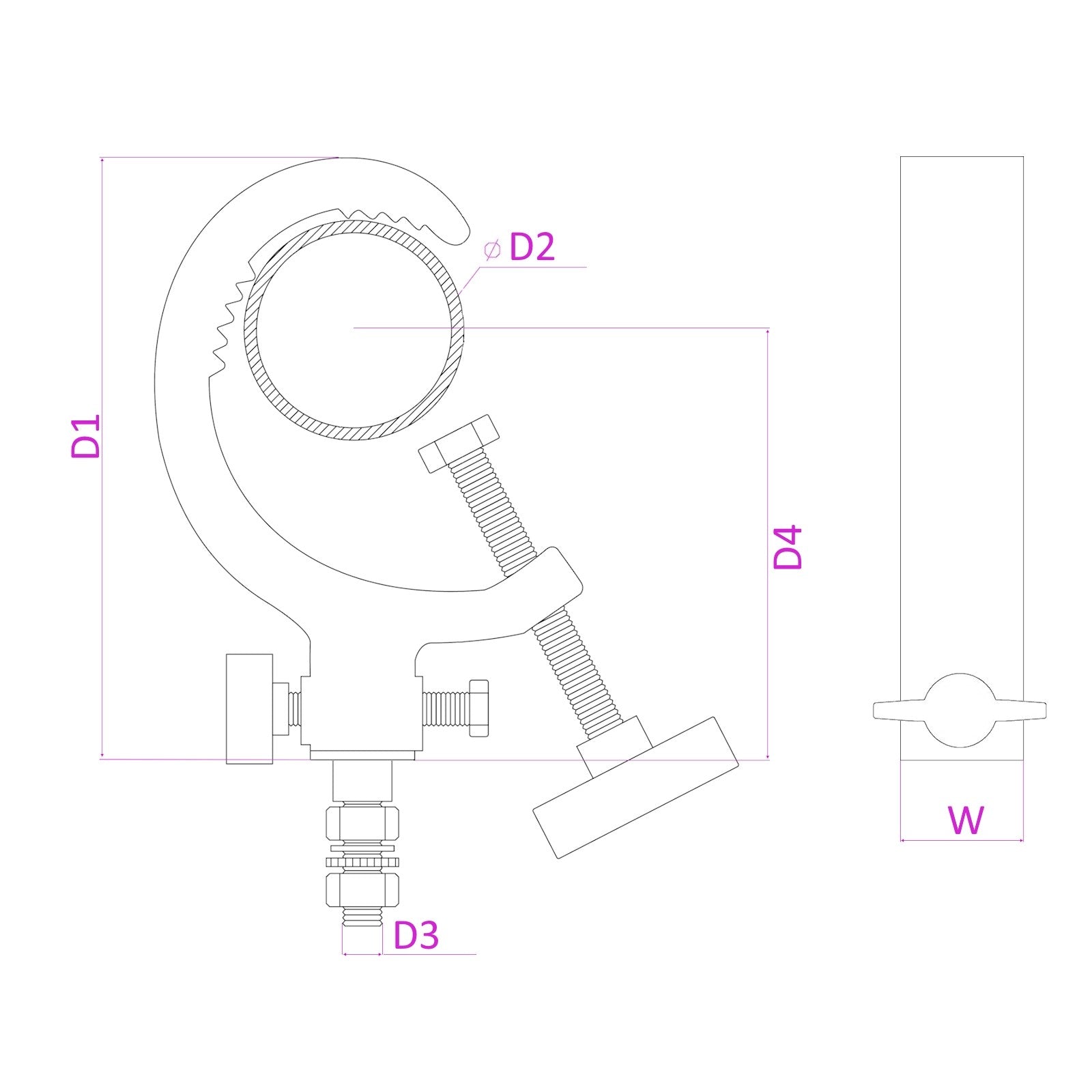 beamZ CC60B - Gancho de montaje 50kg en forma de G - versión en negro - Tempo Shop