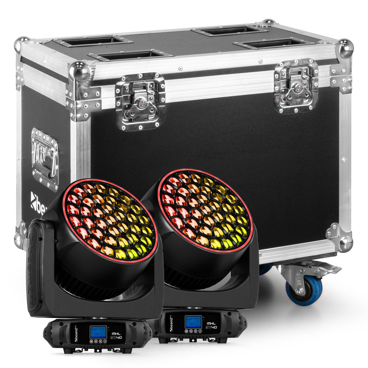 BeamZ Pro MHL3740 - Cabeza Móvil Wash LED con Zoom Motorizado y Flightcase (Kit de 2) - Tempo Shop