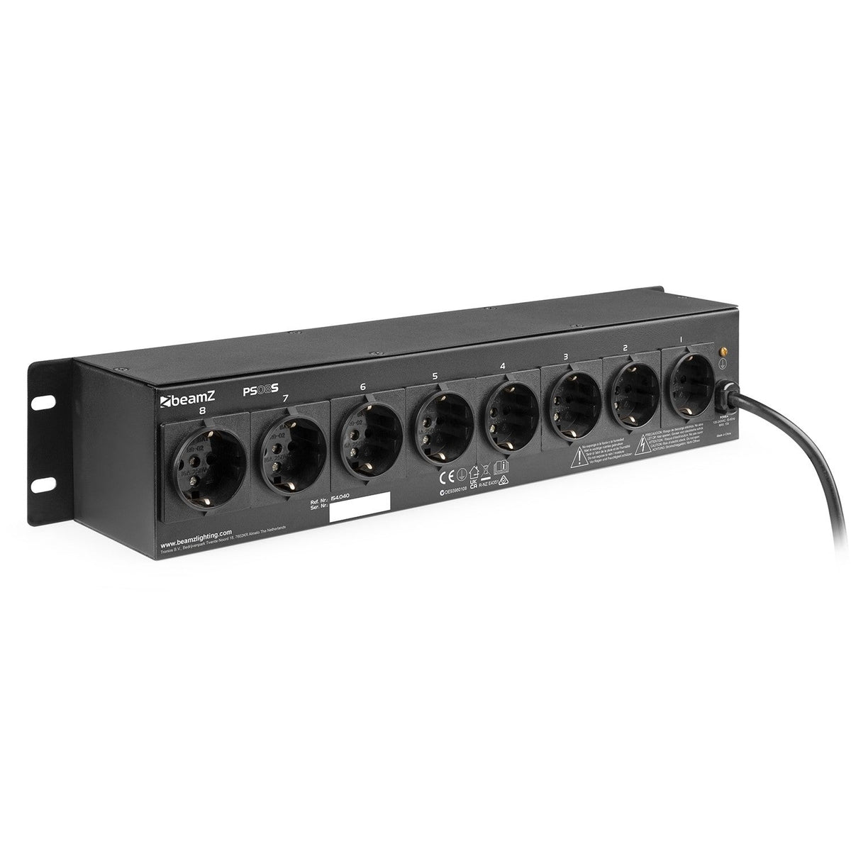 beamZ PS08S - Panel de interruptores 8 canales con conectores Schuko - Tempo Shop