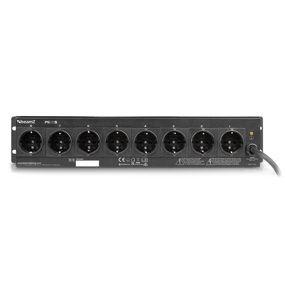beamZ PS08S - Panel de interruptores 8 canales con conectores Schuko - Tempo Shop