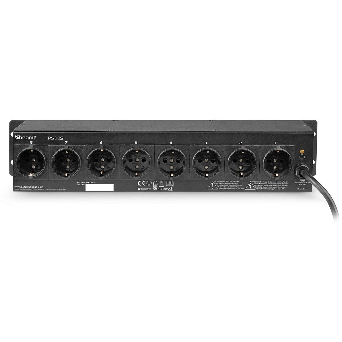 beamZ PS08S - Panel de interruptores 8 canales con conectores Schuko - Tempo Shop