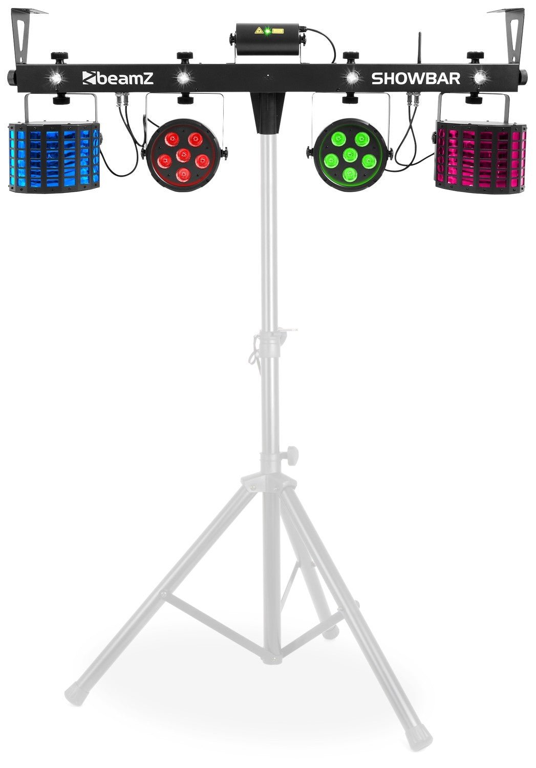 beamZ SHOWBAR - Barra con 2x Foco PAR, 2x Butterfly y Laser R/G DMX IRC - Tempo Shop