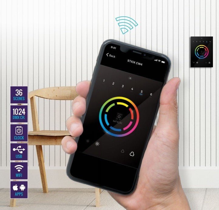 beamZ STICK - CW4 - Interface WiFi DMX para montar en pared - Tempo Shop