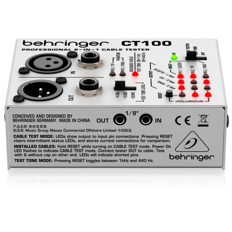 Behringer CT100 - Comprobador de Cables 6 en 1 - Tempo Shop