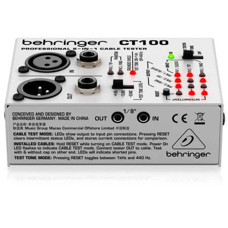 Behringer CT100 - Comprobador de Cables 6 en 1 - Tempo Shop