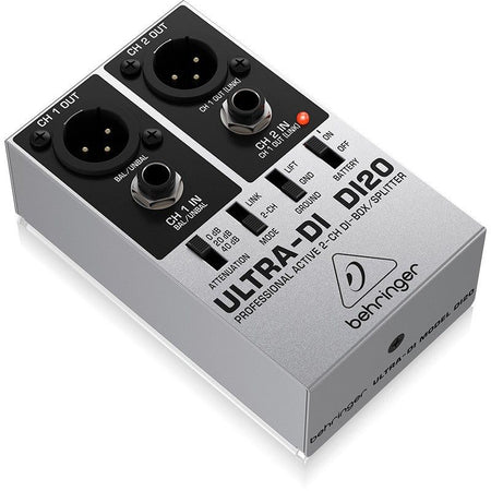 Behringer DI20 ULTRA-DI - Caja de inyección directa activa de 2 canales con función splitter - Tempo Shop