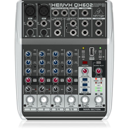 Behringer QX602MP3 - Mezclador Analógico 6 Canales con Efectos - Tempo Shop
