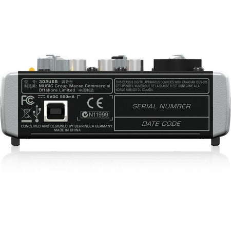 Behringer XENYX 302-USB - Mezclador Analógico de 5 Canales - Tempo Shop
