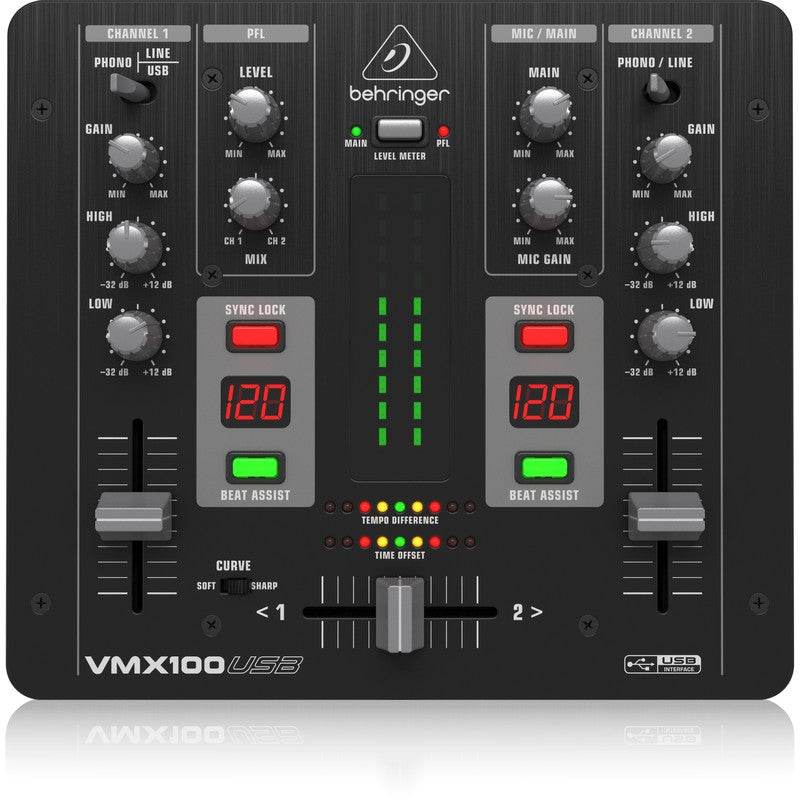 Behringer VMX100 USB - Mezclador para DJ de 2 canales