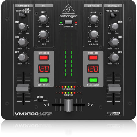 Behringer VMX100 USB - Mezclador para DJ de 2 canales