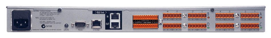 BSS BLU-160 - Procesador de señal modular con BLU link (4 ranuras, 1U, EN 54-16)