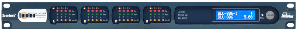 BSS BLU-326 - Expansor de E/S con BLU link y Dante/AES67 (1U, 4 ranuras)