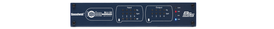 BSS BLU-50 - Procesador de señal 4×4 con BLU link (medio rack, PoE+)