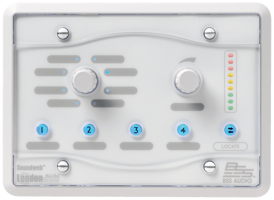 BSS BLU-8v2WHT - Controlador de zona programable con PoE y 2 encoders (blanco)