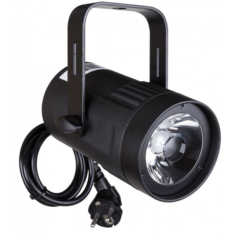 Briteq BEAMSPOT1-TRIAC WW - Proyector LED Pinspot de 15W Blanco Cálido 3200K con Regulación TRIAC y Ópticas de 4°, 10° y 45°