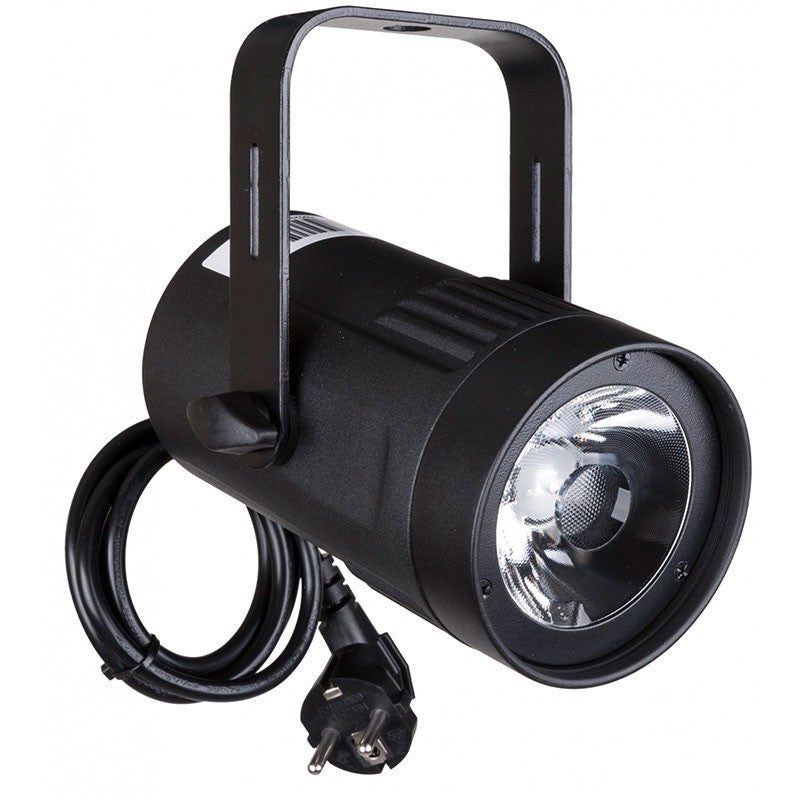Briteq BEAMSPOT1-TRIAC WW - Proyector LED Pinspot de 15W Blanco Cálido 3200K con Regulación TRIAC y Ópticas de 4°, 10° y 45°