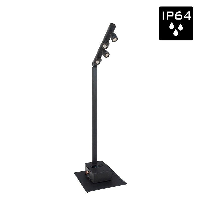 Briteq BTI-AKKUPOLE BLACK - Poste de iluminación 4 LED de 5 W con batería para exteriores IP64 - Tempo Shop