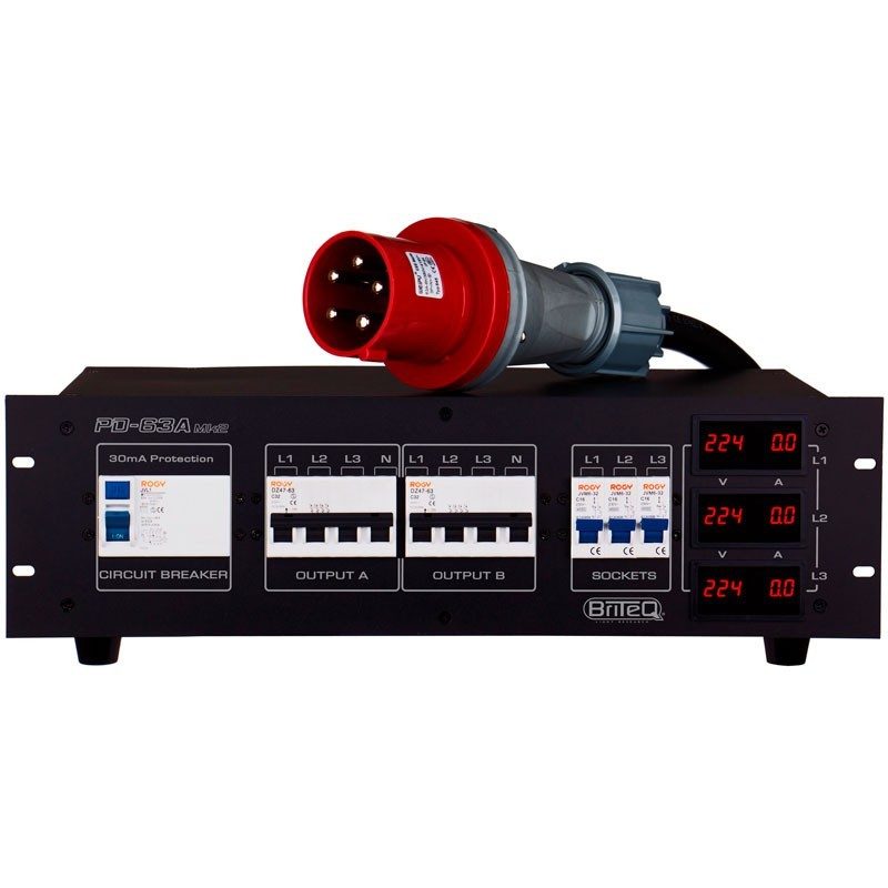 Briteq PD-63A MK2 63A - Distribuidor de energía trifásico profesional para instalaciones y escenarios - Tempo Shop