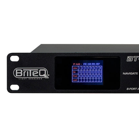Briteq BT-NODE 283 - Nodo Art-Net y sACN de alta velocidad con 8 puertos DMX XLR de 3 pines