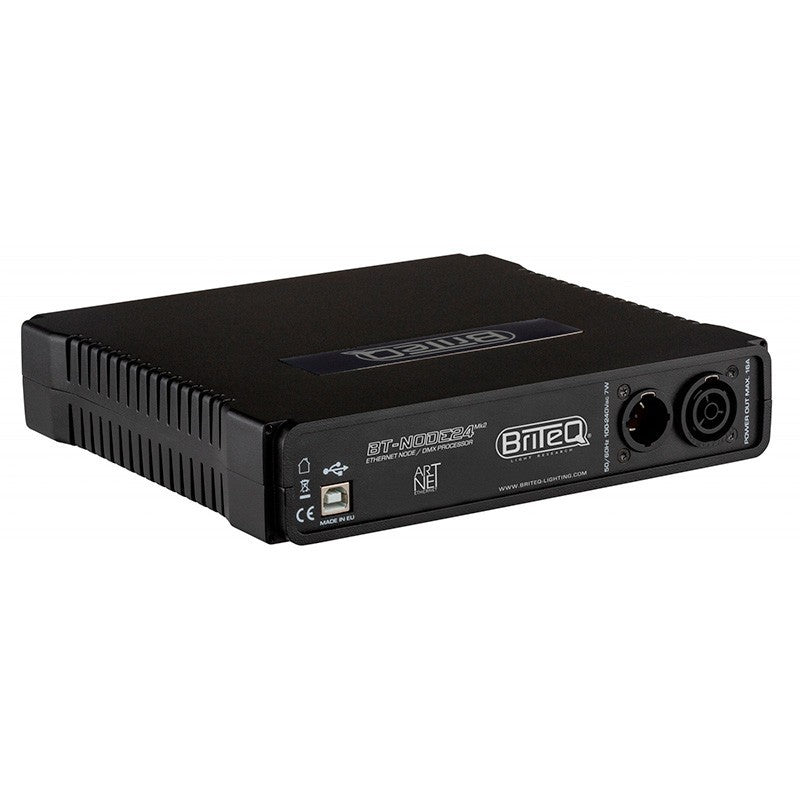 Briteq BT-NODE24 MK2 (3pin XLR) - Nodo Art-Net y sACN de Alta Velocidad con 4 Puertos DMX y Alimentación PoE