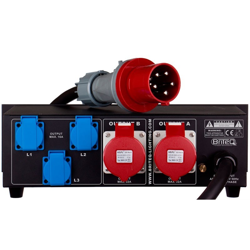 Briteq PD-63A MK2 63A - Distribuidor de energía trifásico profesional para instalaciones y escenarios