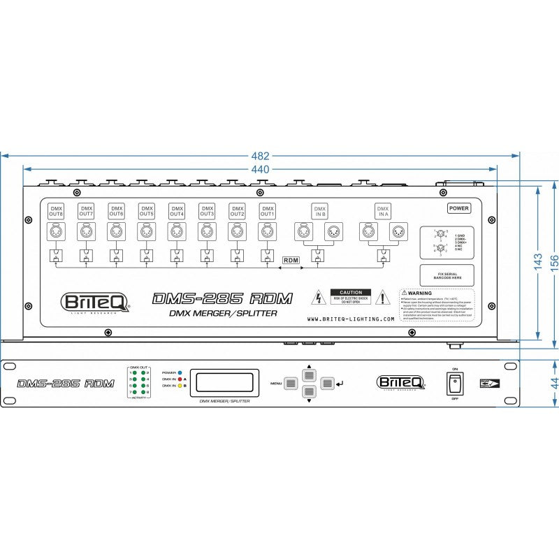 Briteq DMS-285 RDM - Mezclador y Splitter DMX