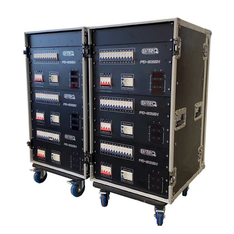 Briteq PD-63SH/GERMAN - Distribuidor de corriente trifásico 63A con salidas Socapex, Harting y Schuko